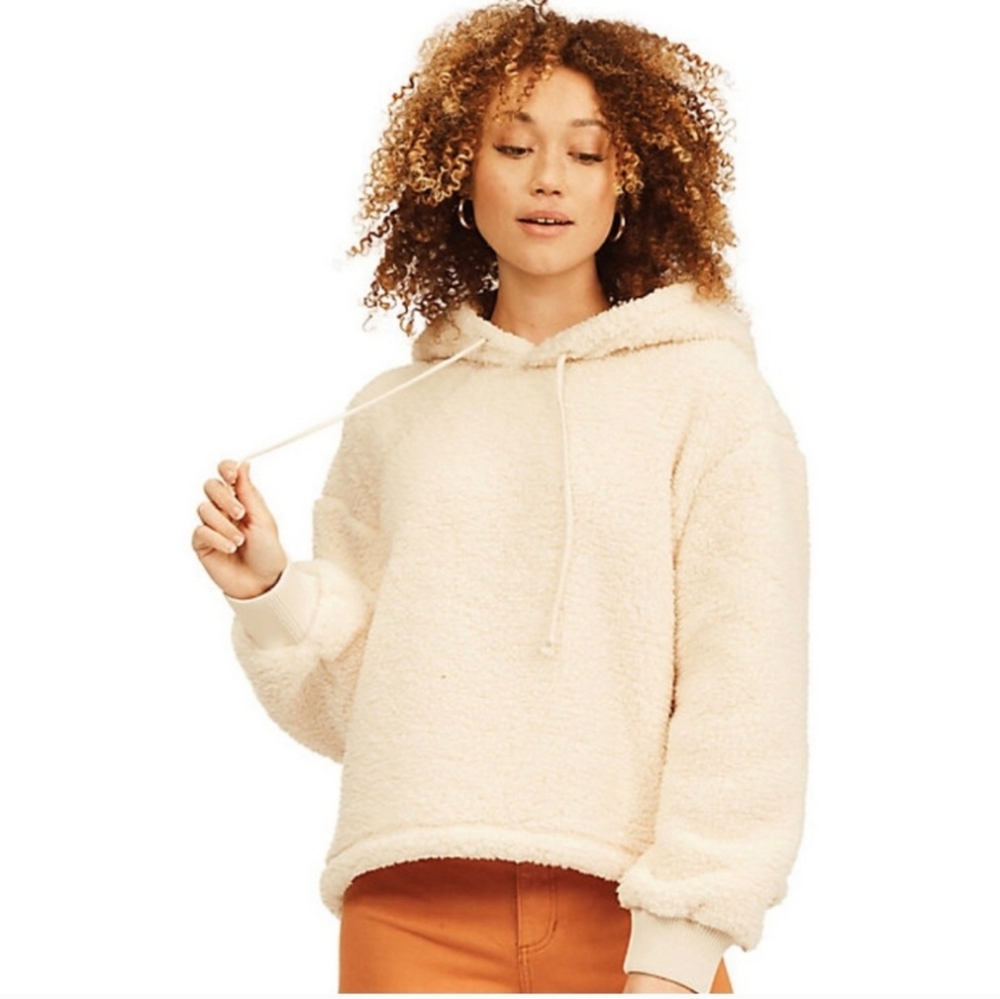 Cotton On Cozy Cream Cropped 1/4 Zip Hoodie Sz XS